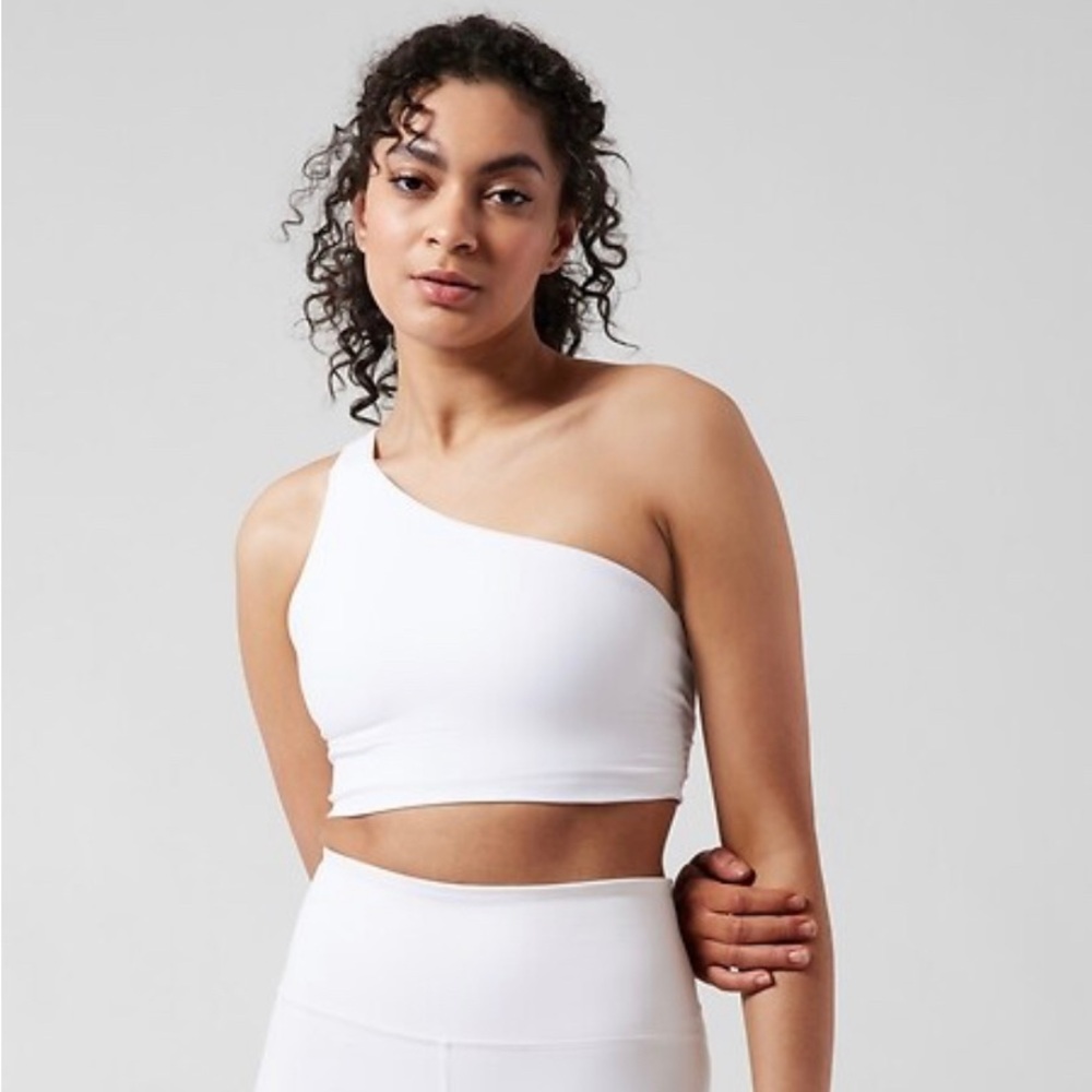 Athleta Long Line One-Shoulder Bra in White (A-C Support)